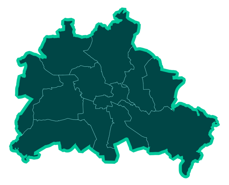 Karte Berlin mit eingezeichneten Bezirken